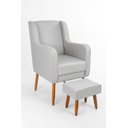 Ver imagem 1 de Poltrona de Amamentação C/ Puff Pés Palito Linho Cinza - Lahome Decor (disponibilidade: Disponível e