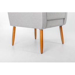 Poltrona de Amamentação C/ Puff Pés Palito Linho Cinza - Lahome Decor (disponibilidade: Disponível e - 5