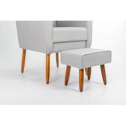 Poltrona de Amamentação C/ Puff Pés Palito Linho Cinza - Lahome Decor (disponibilidade: Disponível e - 3