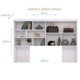 Quarto Modulado Juvenil com Guarda-roupa 2 Portas, Módulo Aéreo e Cama com Auxiliar Branco - Phoenix - 3
