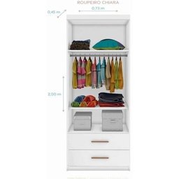 Quarto Modulado Juvenil com Guarda-roupa 2 Portas, Módulo Aéreo e Cama com Auxiliar Branco - Phoenix - 2