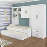 Quarto Modulado Juvenil com Guarda-roupa 2 Portas, Módulo Aéreo e Cama com Auxiliar Branco - Phoenix - 1