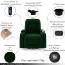 Ver imagem 3 de Poltrona do Papai Reclinável Giratória e Balanço Sala de Cinema Crihs com Massagem e Aquecimento Veludo Verde Esmeralda G23 - Gran Belo