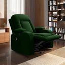 Ver imagem 1 de Poltrona do Papai Reclinável Giratória e Balanço Sala de Cinema Crihs com Massagem e Aquecimento Veludo Verde Esmeralda G23 - Gran Belo