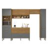 Cozinha Modulada Ametista Composição 4 Freijó Gris Ripado - Kits Paraná - 1