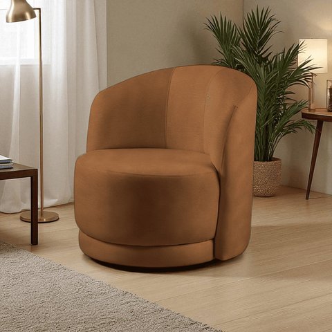 Poltrona para Sala de Estar Madeira Maciça Base Giratória Alice