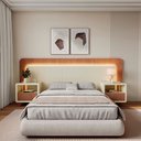 Ver imagem 1 de Cabeceira Casal Queen com 2 Mesas de Cabeceira LED 3000k e Tomadas 100% MDF Mabel