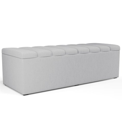 Calçadeira Recamier Baú para Cama de Casal King Dália 195x50 Cm W01 Linho Cinza - Lyam