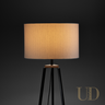 Luminária Eiffel Preta e Palha Base em Aço Cúpula em Tecido Detalhes em MDFBP Acabamento Couro - 2