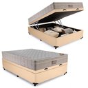 Ver imagem 1 de Cama Baú Casal Sintético + Colchão Casal Ortobom Airtech Molas Springpocket (65x138x188) Cor:bege