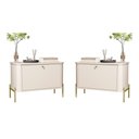 Ver imagem 1 de Conjunto Mesa de Cabeceira Albania Off White Dourado