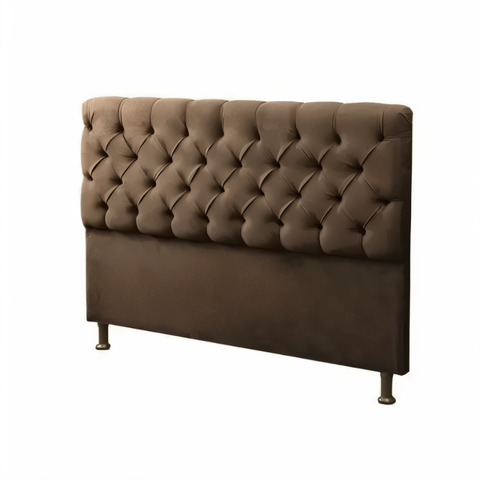 Cabeceira Casal Suede Marrom 140x110