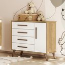 Ver imagem 1 de Cômoda Sapateira Infantil Qencanto Retrô 3825 Qmovi Freijó Branco Acetinado