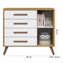 Ver imagem 2 de Cômoda Sapateira Infantil Qencanto Retrô 3825 Qmovi Freijó Branco Acetinado