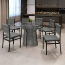Ver imagem 1 de Conjunto Sala de Jantar Mesa Redonda Tampo de Vidro Valência 120cm com 6 Cadeiras Barcelona