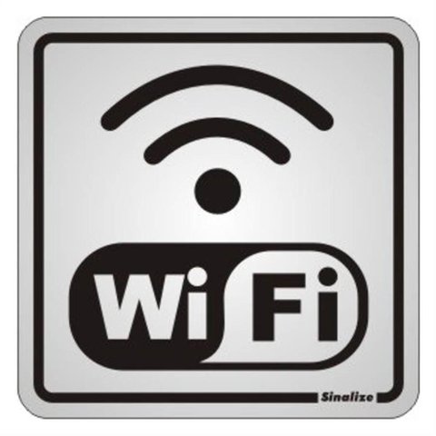 Placa de Alumínio Auto-adesiva 15x15cm Wi-fi - 120 Bc - Sinalize Placa Alumino 15x15 Wi-fi 120bc Sin