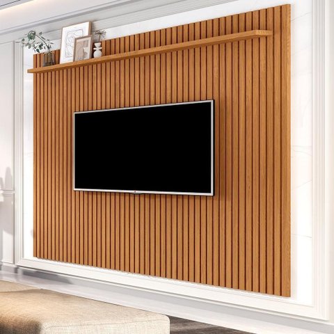 Painel para TV Painel Ripado Venus 180x220 Nature 60 Polegadas 185,5cm MDP Nature Germai Móveis