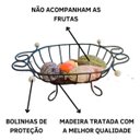 Ver imagem 4 de Fruteira de Mesa em Ferro e Madeira Artesanal Rústico Oval Pequena:preto36