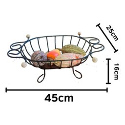 Fruteira de Mesa em Ferro e Madeira Artesanal Rústico Oval Pequena:preto36 - 3