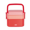 Ver imagem 6 de Pote Marmita 2 Andares Quadrado com Alça - Vermelho