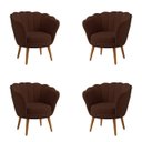 Ver imagem 1 de Kit 4 Poltronas Pétala Veludo Marrom Pés Palito - Kimi Design
