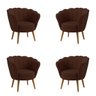 Kit 4 Poltronas Pétala Veludo Marrom Pés Palito - Kimi Design - 1