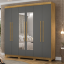 Ver imagem 3 de Guarda Roupa Casal 6 Portas Elegance Nature Alasca com Espelho Móveis Vila Rica