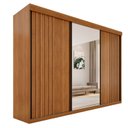 Ver imagem 2 de Guarda-Roupa Casal 3 Portas 6 Gavetas MDF Ripado Londrina Marrom/Cinamomo