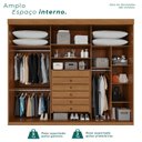 Ver imagem 5 de Guarda-Roupa Casal 3 Portas 6 Gavetas MDF Ripado Londrina Marrom/Cinamomo
