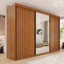 Ver imagem 1 de Guarda-Roupa Casal 3 Portas 6 Gavetas MDF Ripado Londrina Marrom/Cinamomo