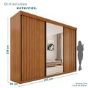 Ver imagem 3 de Guarda-Roupa Casal 3 Portas 6 Gavetas MDF Ripado Londrina Marrom/Cinamomo