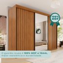 Ver imagem 7 de Guarda-Roupa Casal 3 Portas 6 Gavetas MDF Ripado Londrina Marrom/Cinamomo