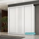 Ver imagem 4 de Guarda Roupa Casal 3 Portas Doha Carraro Ripado Branco com Freijó