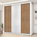 Ver imagem 1 de Guarda Roupa Casal 3 Portas Doha Carraro Ripado Branco com Freijó