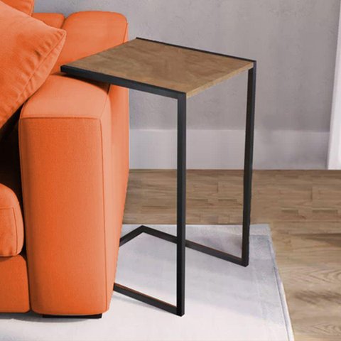 Mesa Lateral Industrial Steel Preta e Imbuia - Cor: Preto