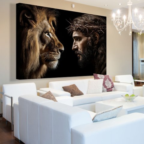 Quadro Decorativo Jesus Leão Sala Quarto Casa Escritório