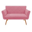 Ver imagem 2 de Namoradeira Decorativa Sabrina Suede Rosa Pés Madeira Ms Decor