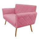Ver imagem 1 de Namoradeira Decorativa Sabrina Suede Rosa Pés Madeira Ms Decor
