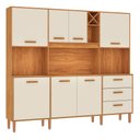 Ver imagem 3 de Cozinha Compacta 7 Portas 3 Gavetas com Nicho para Microondas e Garrafeiro Modena Yescasa Cinamomo/Off White Bege