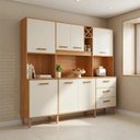 Ver imagem 1 de Cozinha Compacta 7 Portas 3 Gavetas com Nicho para Microondas e Garrafeiro Modena Yescasa Cinamomo/Off White Bege