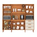 Ver imagem 5 de Cozinha Compacta 7 Portas 3 Gavetas com Nicho para Microondas e Garrafeiro Modena Yescasa Cinamomo/Off White Bege