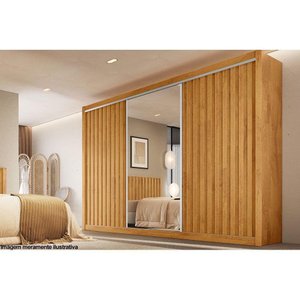 Guarda Roupa Casal York C-6 Gavetas e 3 Portas de Correr Ripada Peroba - Europa