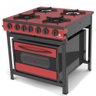 Fogão Industrial a Gás 4 Bocas Esmaltado com Forno Gourmet Vermelho Prge-402f - Progás - 1