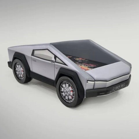 Cama Carro Cyber Bed Solteiro Futurista Rodas Embutidas:cinza