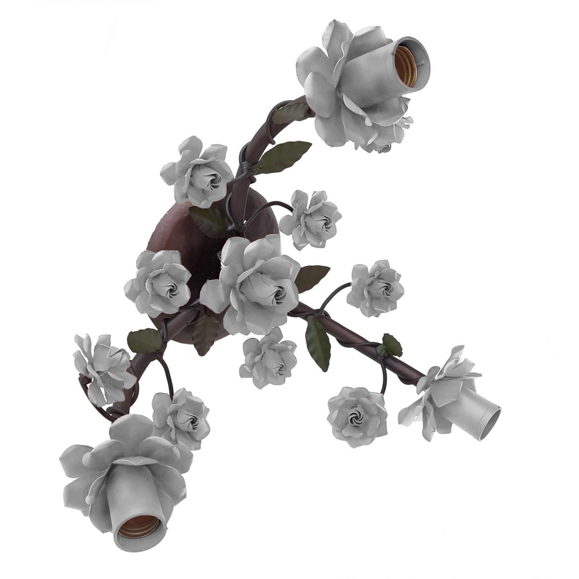 Arandela Artesanal Rustico Decorativo Com Flores Libertas Rosas Artesanato Branco - 6