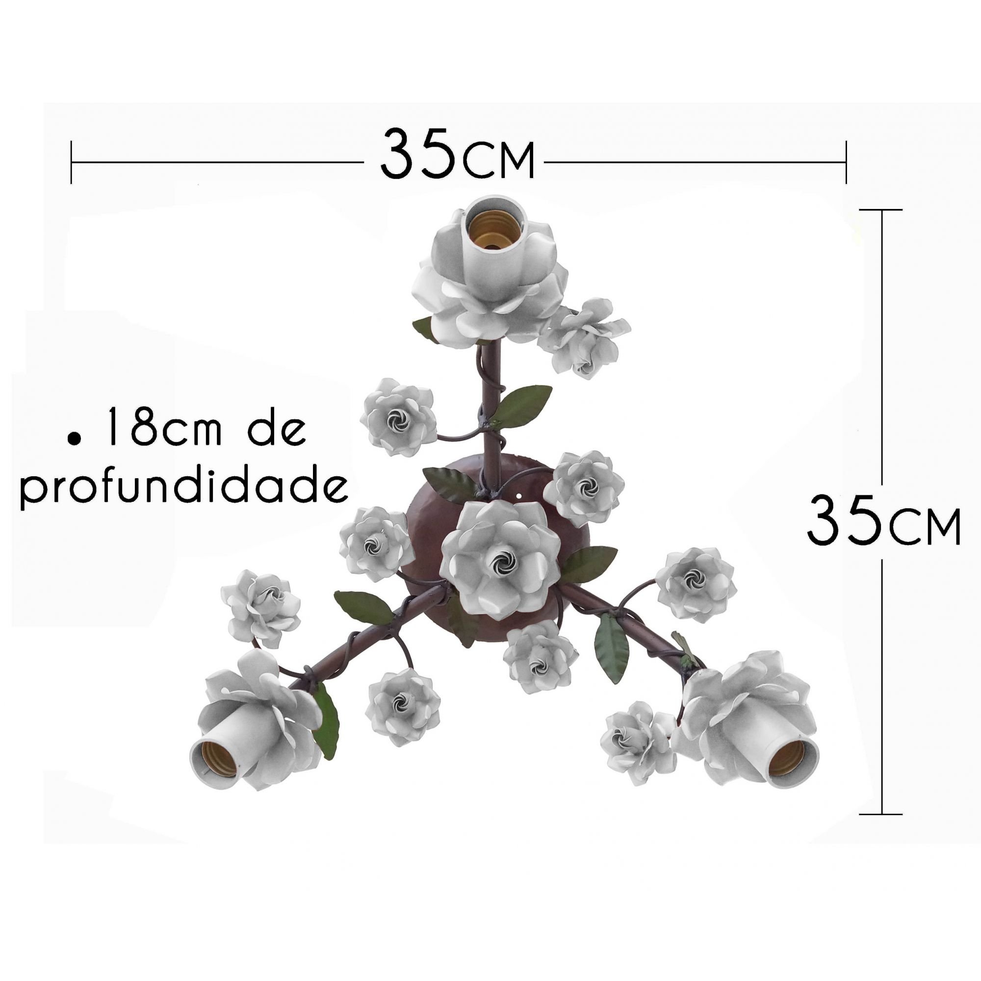 Arandela Artesanal Rustico Decorativo Com Flores Libertas Rosas Artesanato Branco - 7