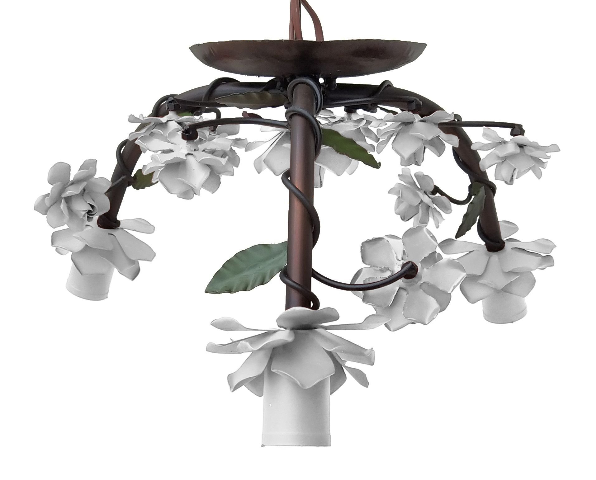 Arandela Artesanal Rustico Decorativo Com Flores Libertas Rosas Artesanato Branco - 9