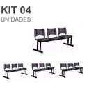 Ver imagem 2 de Kit 04 Cadeiras Longarinas Plásticas 03 Lugares – Cor Preta – 23020