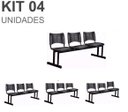 Ver imagem 2 de Kit 04 Cadeiras Longarinas Plásticas 03 Lugares – Cor Preta – 23020