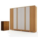 Ver imagem 1 de Guarda Roupa Casal Evo 6 Portas Cinamomo e Off-white com Cômoda Rubi 4 Gavetas Cinamomo – Leifer